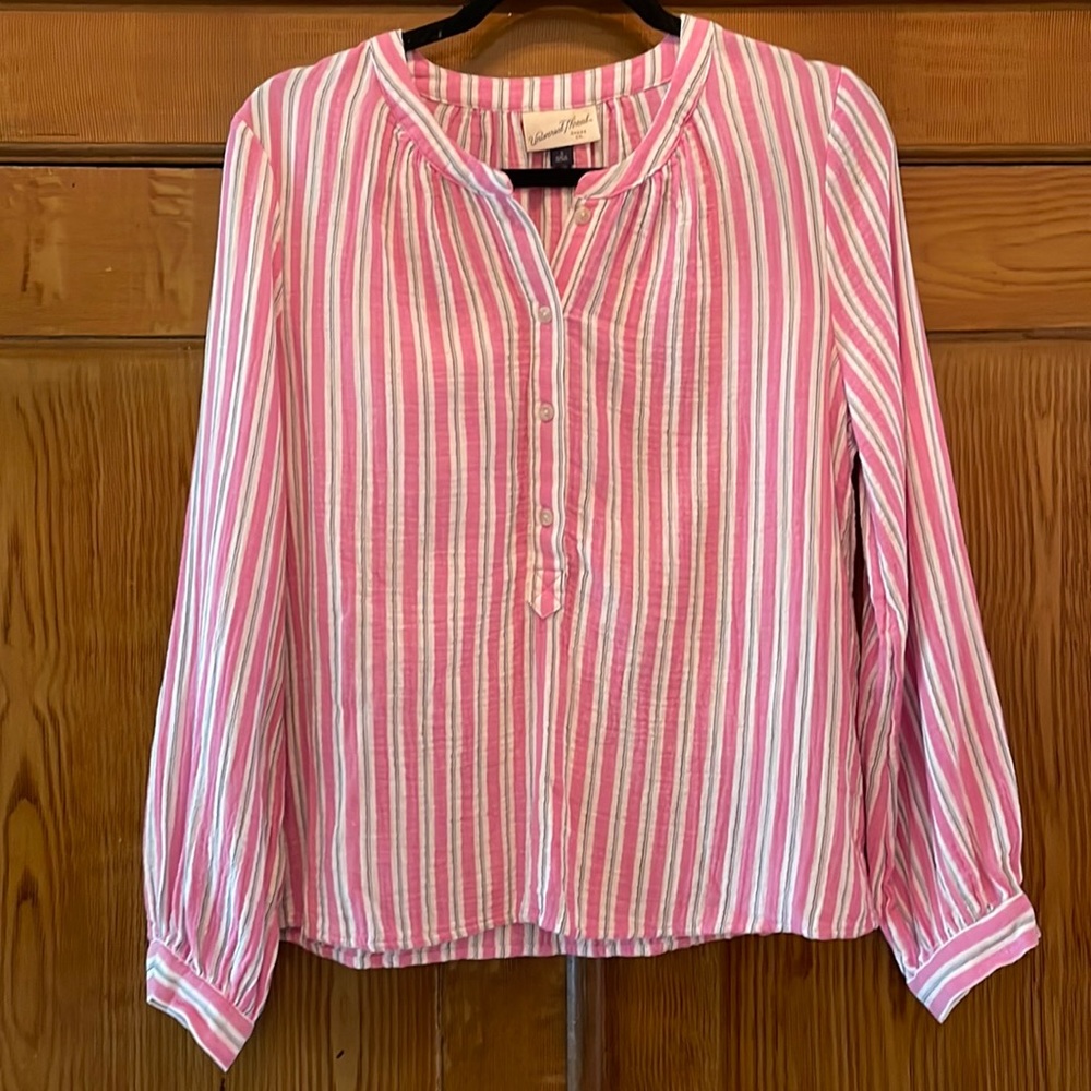 Universal Thread Pink Striped Cotton Long Sleeve Shirt